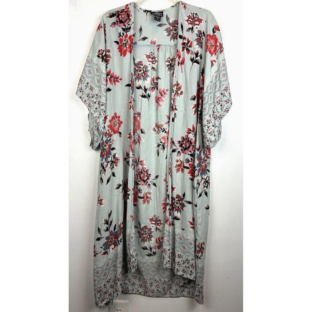 Angie Kimono Womens Small Floral Long Open Oversized Boho Topper Layer Hippie